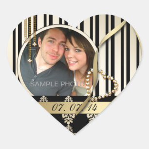 Adesivo Coração Economias Dourados da foto do damasco a forma do