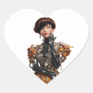 Adesivo Coração Edgy Heart Sticker with Cyberpunk Diva