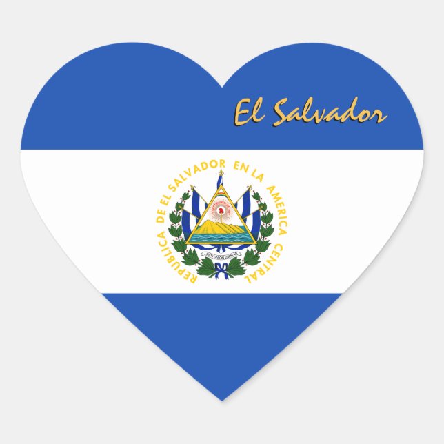 Adesivo Coração El Salvador Heart Sticker, Patriotic Salvador Flag (Frente)