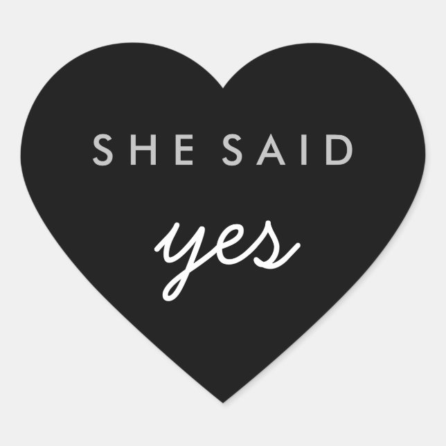 Adesivo Coração Ela Disse Sim Noivado Vestido De Casamento (Frente)