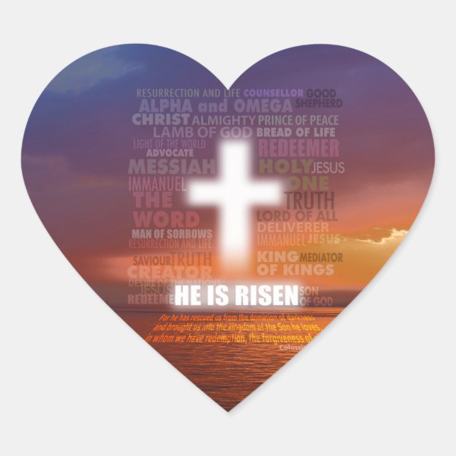 Adesivo Coração Ele é Risen (Frente)