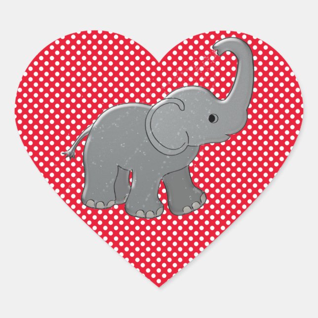 Adesivo Coração elefante de bebê vermelho (Frente)