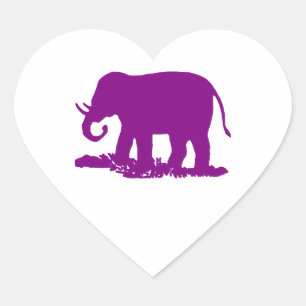 Adesivo Coração Elefante Roxo