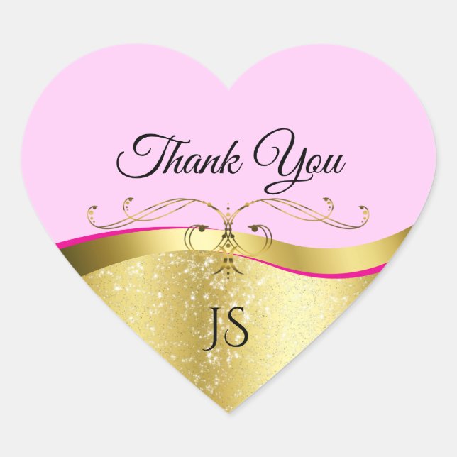 Adesivo Coração Elegance Wavy Dourado Decor sobre Rosas claro Obri (Frente)