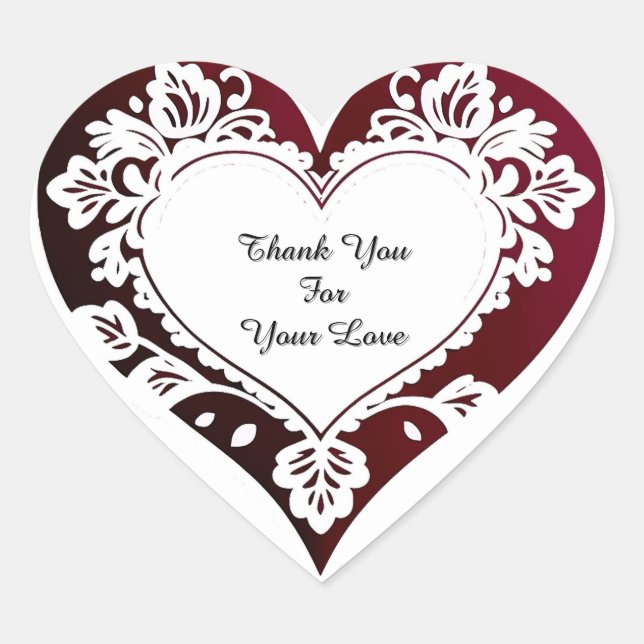 Adesivo Coração Elegant Heart Card With Red Roses (Frente)