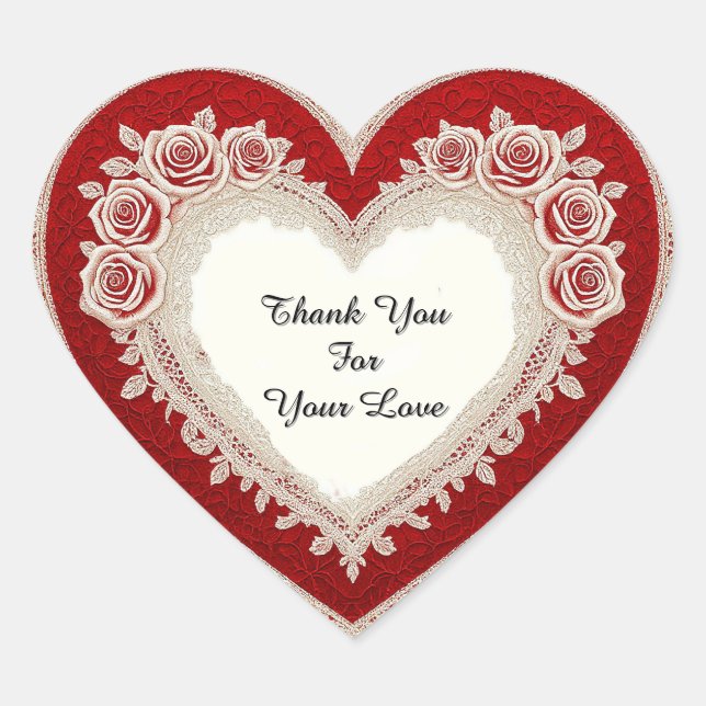 Adesivo Coração Elegant Heart Card With Red Roses (Frente)