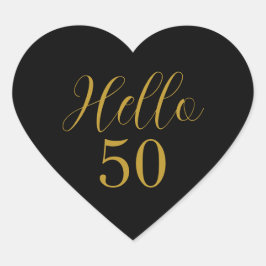 Adesivo Coração Elegante 50º aniversário negro Dourado