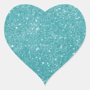 Adesivo Coração Elegante Aqua Glitter Heart Sticker