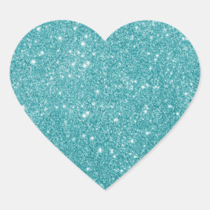 Adesivo Coração Elegante Aqua Glitter Heart Sticker