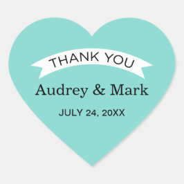 Adesivo Coração Elegante Aqua Personalização Monograma De Casament