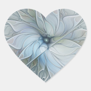 Adesivo Coração Elegante Beleza Arte Fractal Abstrata Moderna Flor