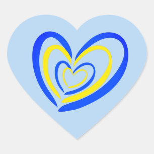 Adesivo Coração Elegante Blue e Yellow Hearts Ucrânia Inspiração