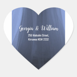 Adesivo Coração Elegante Blue Romantic Return Address Sticker B