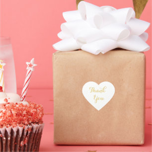 Adesivo Coração Elegante Branco Dourado Favors de Casamento Agrade