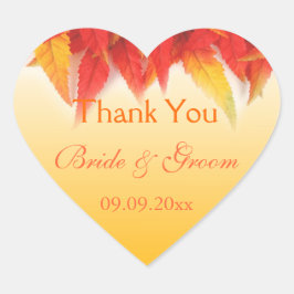 Adesivo Coração Elegante, casamento outono bonito a obrigado