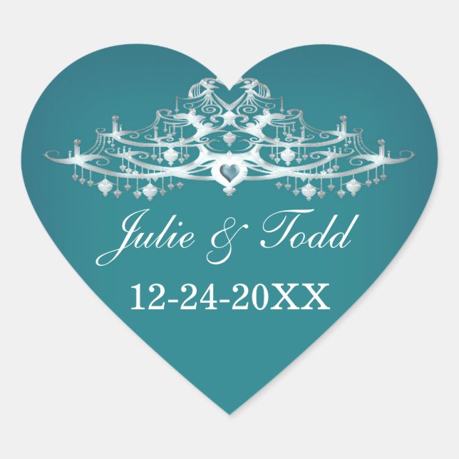 Adesivo Coração Elegante Chandelier Salve O Casamento De Data (Frente)