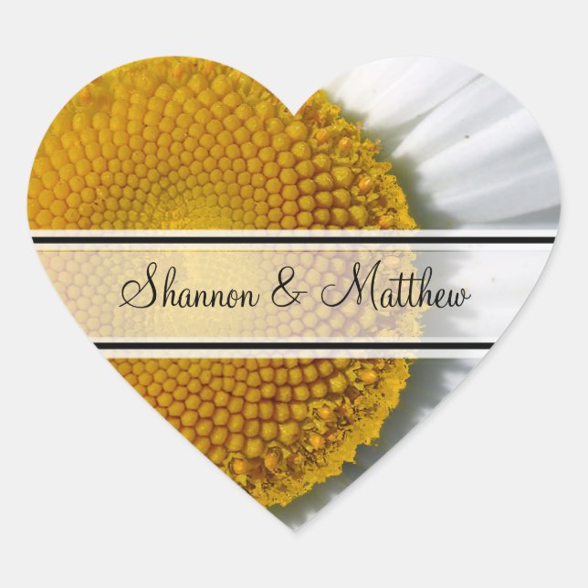 Adesivo Coração Elegante Daisy Wedding Stickers (Frente)