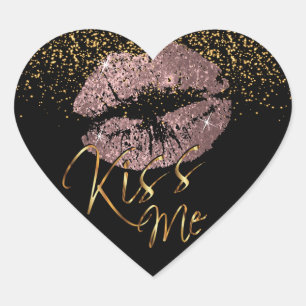 Adesivo Coração Elegante Dusty Rosa Glitter Me Beija