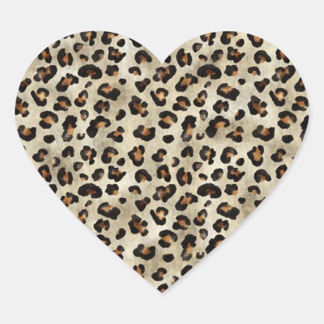 Adesivo Coração Elegante Estampa de Leopardo Impressão Animal Padr (Frente)