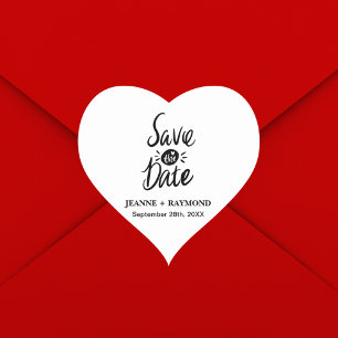 Adesivo Coração Elegante Estiloso Casamento Salve a data