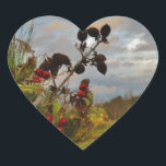 Adesivo Coração Elegante Holly Christmas,<br><div class="desc">Elegante Holly Christmas,  azul sky Foto de Sandy Closs xmas Christmas holly,  berry,  "holly berry" "elegante natal" "flores de natal" "floral azul verde azul"</div>