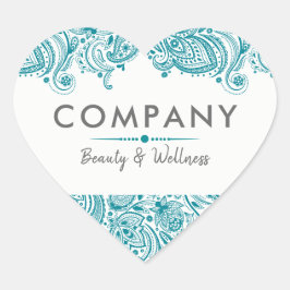 Adesivo Coração Elegante Paisley Lace azul-turquesa