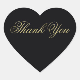 Adesivo Coração Elegante preto e Dourado Monograma Obrigado