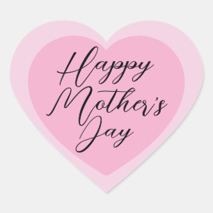 Adesivo Coração Elegante Rosa Feliz Dia das Mães