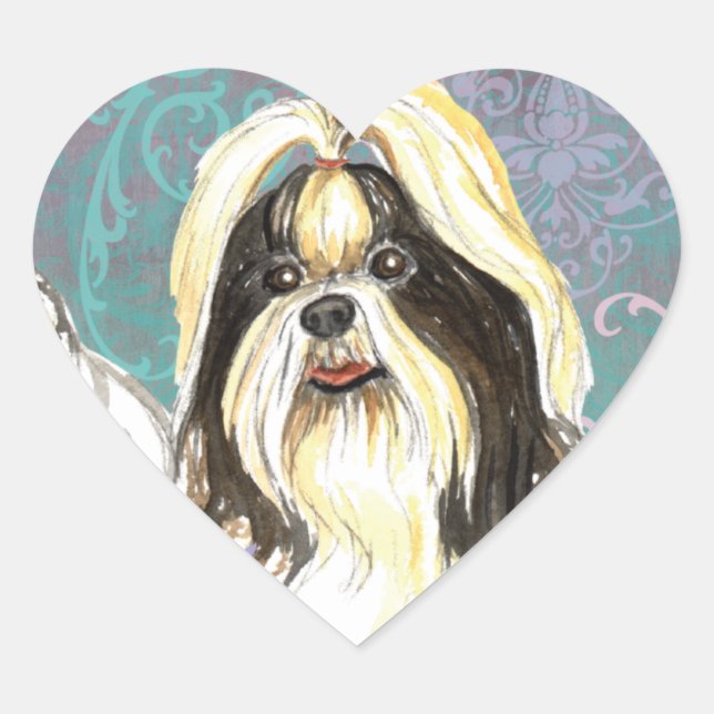 Adesivo Coração Elegante Shih Tzu Heart Sticker (Frente)