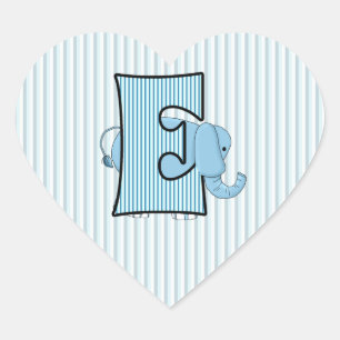 Adesivo Coração Elephant Azul Monograma - Letra E
