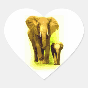 Adesivo Coração Elephant & Baby Elephant Walking Hearker Sticker
