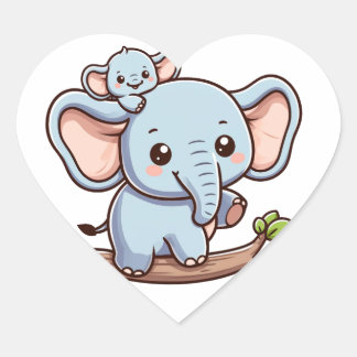 Adesivo Coração Elephant Cuddle Climb Sticker