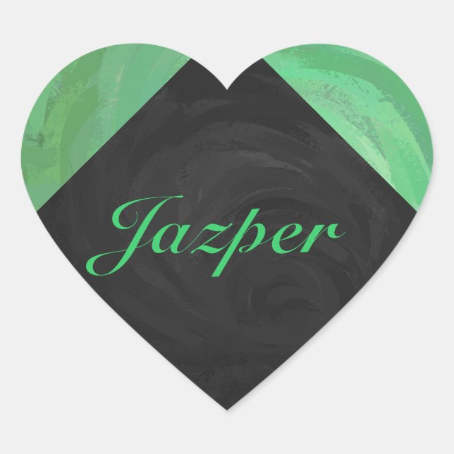 Adesivo Coração Emerald Cream e Monograma Negro (Frente)