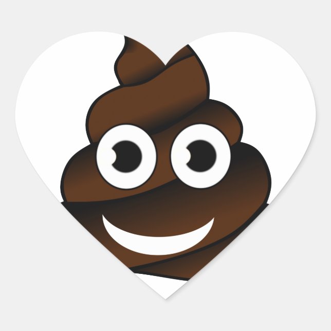 Adesivo Coração emoji de cocô engraçado (Frente)