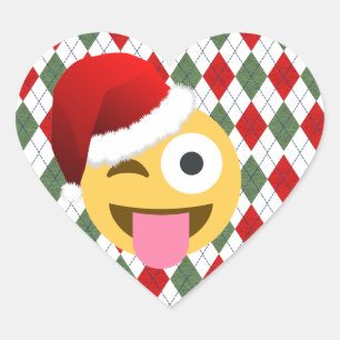 Adesivo Coração emoji do piscar os olhos de Papai Noel