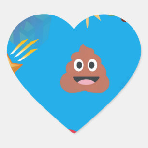 Adesivo Coração emoji poop christmas