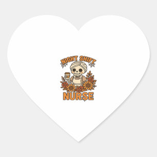 Adesivo Coração Enfermeira Floral de Desvio Noturno Skeleton Hallo