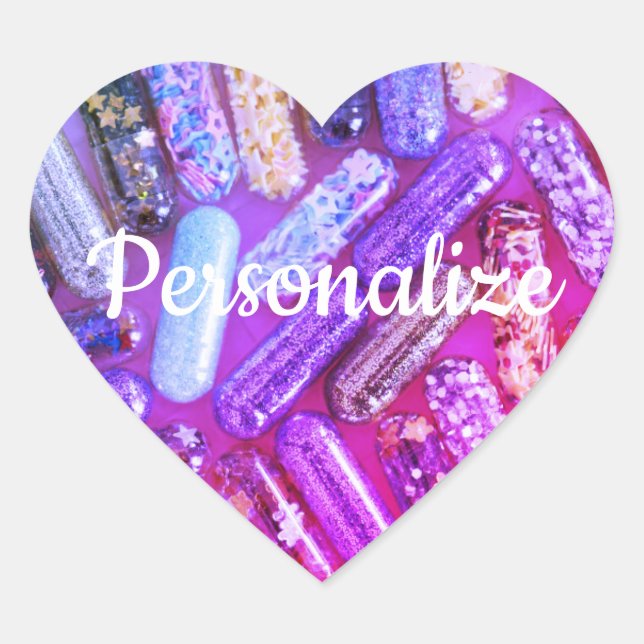 Adesivo Coração Enfermeira olhar remédio remédio autocolante púrpu (Frente)