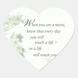 Adesivo Coração Enfermeira toca vida com flores selvagens