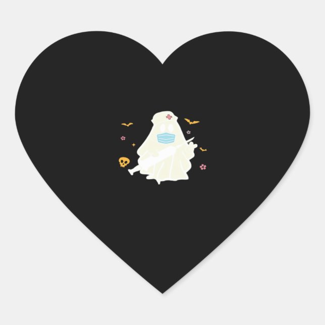 Adesivo Coração Enfermeiro Louco, Cute Halloween Superdimensionado (Frente)