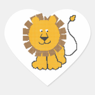 Adesivo Coração Engraçado desenho animado Lion