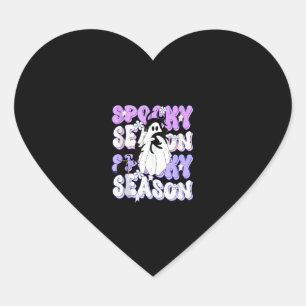Adesivo Coração Engraçado Dizer "Spooky Season Halloween Cat Ghost