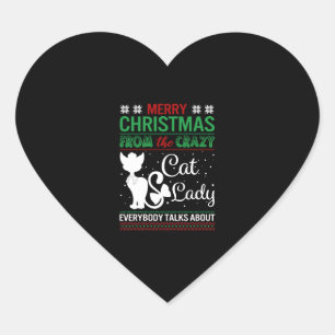 Adesivo Coração Engraçado Gato Louco Senhora Natal Feia
