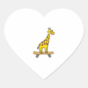 Adesivo Coração Engraçado Girafa Lover Giraffe Skateboard