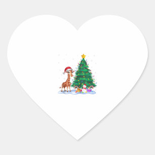 Adesivo Coração Engraçado Giraffe Xmas Tree Luzes Reindeer Cristo