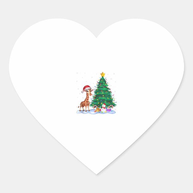Adesivo Coração Engraçado Giraffe Xmas Tree Luzes Reindeer Cristo (Frente)