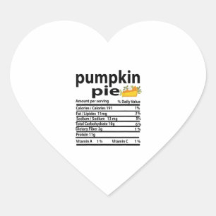 Adesivo Coração Engraçado Pumpkin Pie Nutrition Fact para Ação de