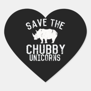 Adesivo Coração Engraçado Salvar Chubby Unicórnios Gordo Rhino
