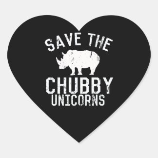 Adesivo Coração Engraçado Salve Chubby Unicórnios Gordo Rhino