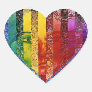 Adesivo Coração Enigma eu - Deusa abstrata da mulher do arco-íris